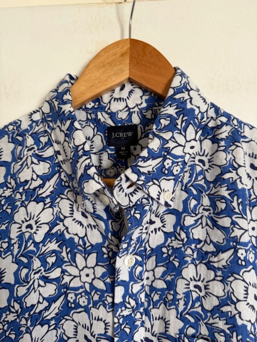 NWT J. Crew Men’s Printed Short Sleeve Slim Button Down Linen Blend Top size M